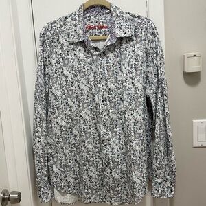 ROBERT GRAHAM Dress Shirt Mens L Whitlock Flip Cuff Mixed Print Button Up cotton